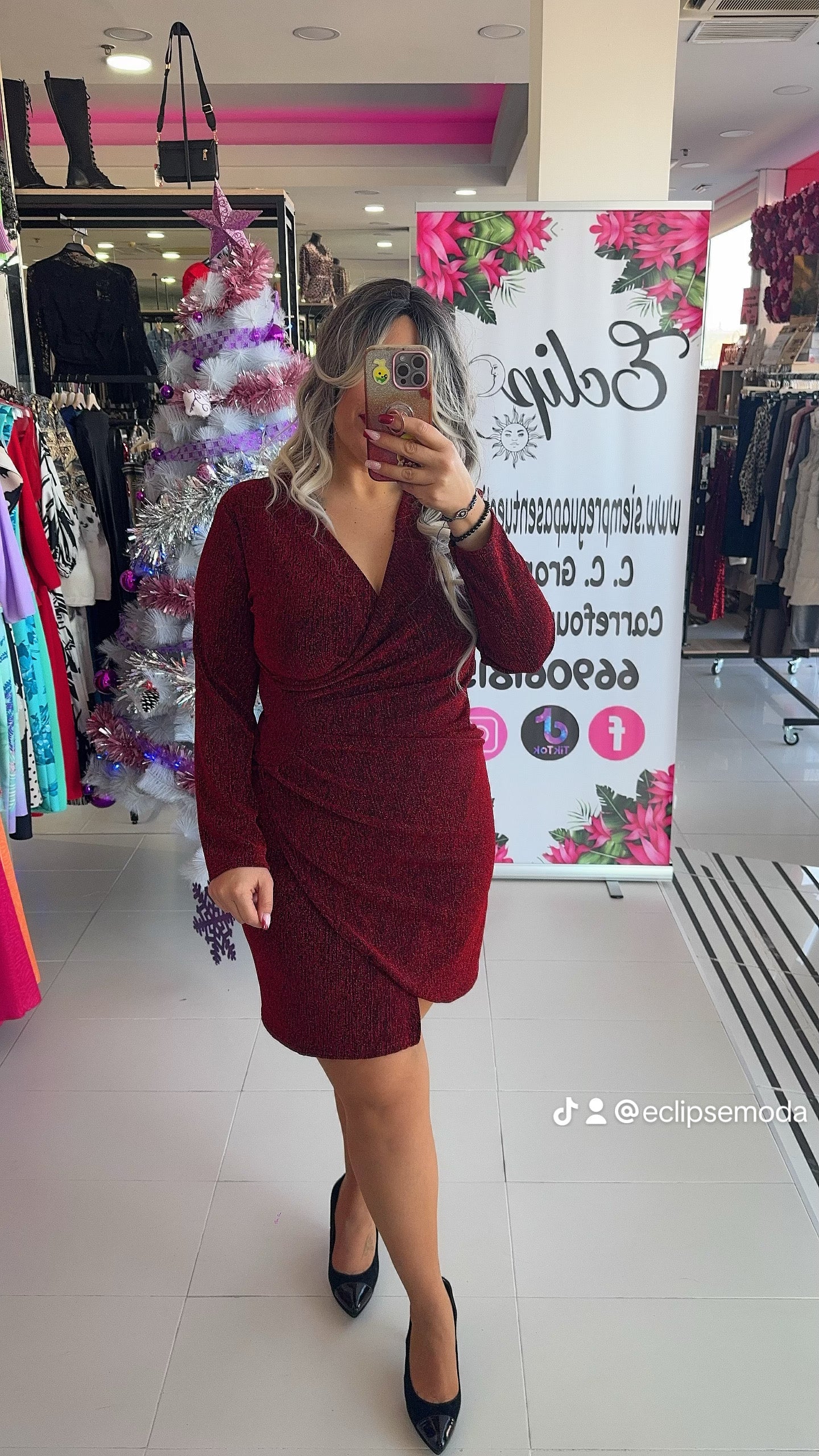 Vestido brillo rojo